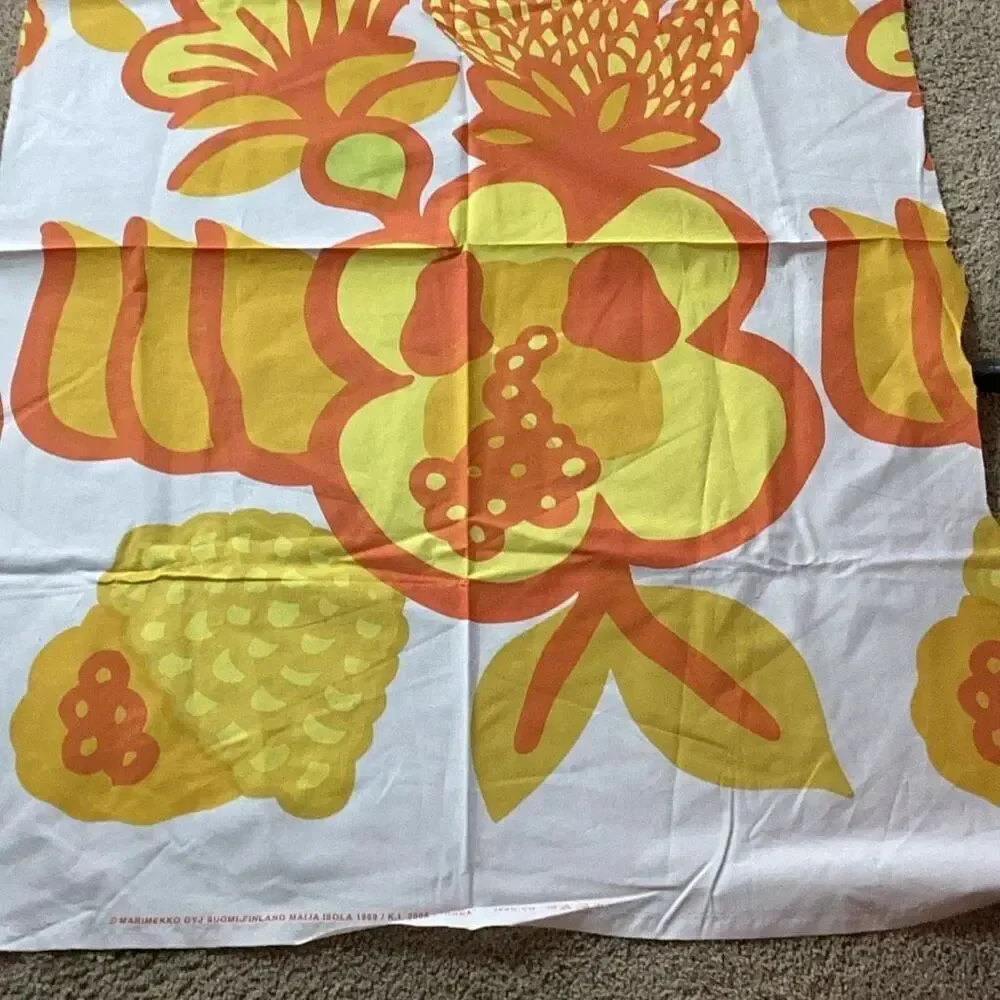 Marimekko Oyj Suomi 1969 Orange Yellow Fabric 1 yard